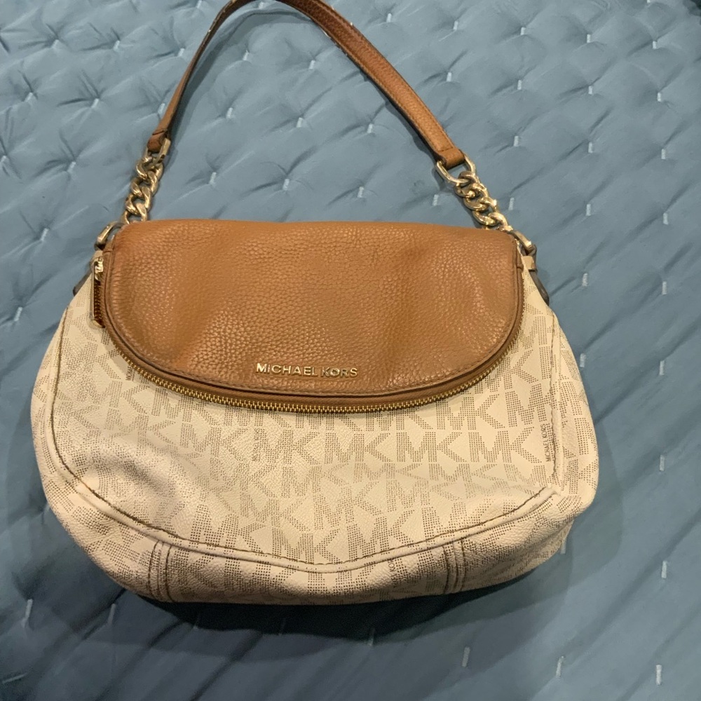 Michael Kors Tan and Cream Shoulder Bag